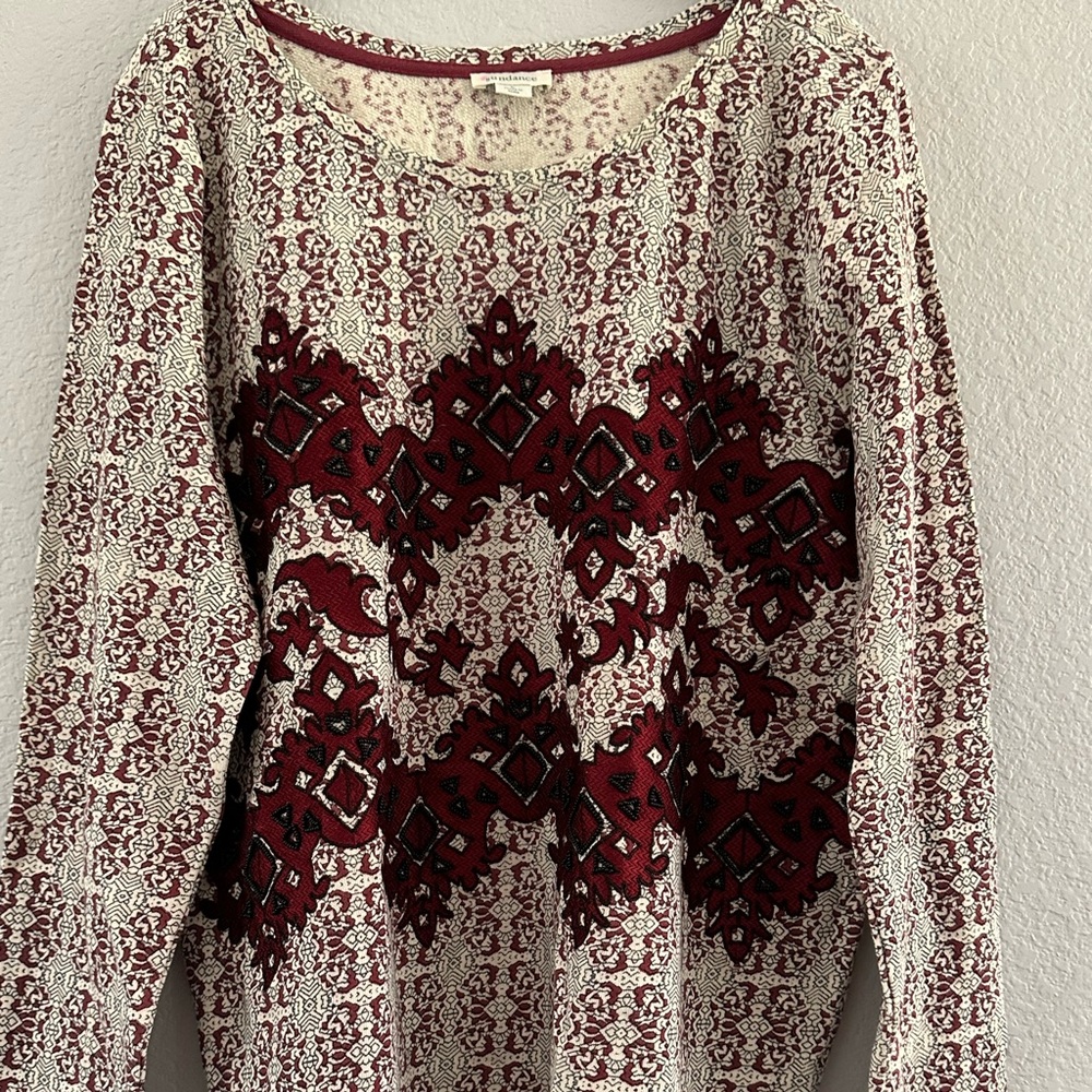 Sundance Burgundy and Cream Knit Top